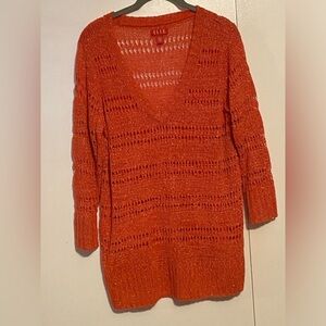 ELLE Open Knit V-Neck Sweater, L